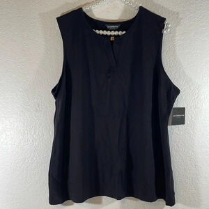 LIZ CLAIBORNE CAREER Sleeveless Black Blouse with Gold Hardware Size 2XL NEW